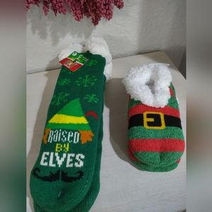 2) Buddy Elf Slipper Socks Booties O/S NWT